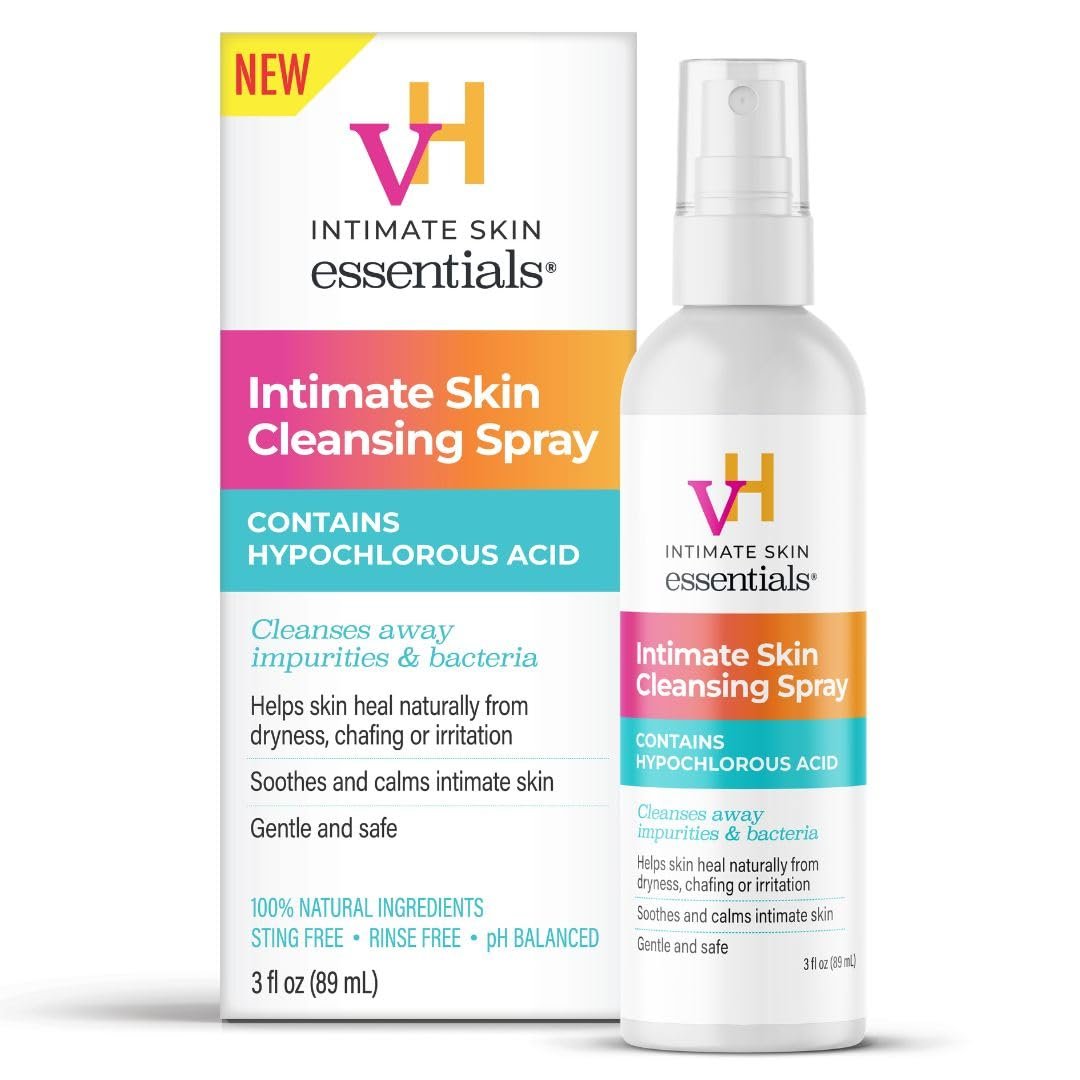 vH essentials Intimer Reinigungsspray mit Hypochloriger Säure 89 ml – Sanfte, pH-ausgewogene Damenhygiene für Geruchskontrolle, Frische & Komfort – Alkoholfrei, Brennt Nicht