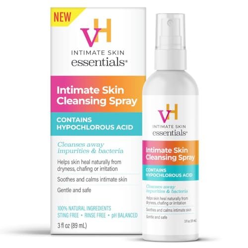 vH essentials Intimer Reinigungsspray mit Hypochloriger Säure 89 ml – Sanfte, pH-ausgewogene Damenhygiene für Geruchskontrolle, Frische & Komfort – Alkoholfrei, Brennt Nicht