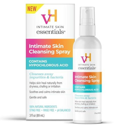 vH essentials Intimer Reinigungsspray mit Hypochloriger Säure 89 ml – Sanfte, pH-ausgewogene Damenhygiene für Geruchskontrolle, Frische & Komfort – Alkoholfrei, Brennt Nicht