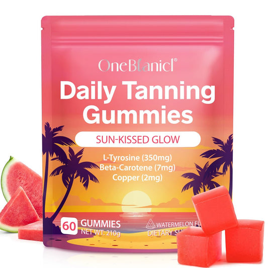 Bräunungsgummis – Selbstbräunungsergänzung mit Beta-Carotin für gesunde Haut und natürlichen Glow, vegan, 60 Stück (30-Tage-Vorrat)