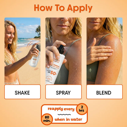 Aravi Organic 100% Mineral Sonnenschutz Spray Mist SPF50 | Breitband UVA/UVB Schutz | Riffreundlich, Reisegröße | Wasserbeständig | Zinkoxid & Titandioxid | Für trockene & empfindliche Haut