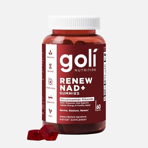 Goli World’s First Renew NAD+ 60 Gummis – Nicotinamid-Ribosid (NR) – Zelluläre Energie & Unterstützung für gesundes Altern – Vegan, Non-GMO, Gelatinefrei