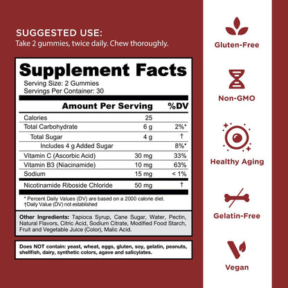 Goli World’s First Renew NAD+ 60 Gummis – Nicotinamid-Ribosid (NR) – Zelluläre Energie & Unterstützung für gesundes Altern – Vegan, Non-GMO, Gelatinefrei