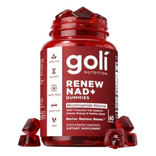 Goli World’s First Renew NAD+ 60 Gummis – Nicotinamid-Ribosid (NR) – Zelluläre Energie & Unterstützung für gesundes Altern – Vegan, Non-GMO, Gelatinefrei