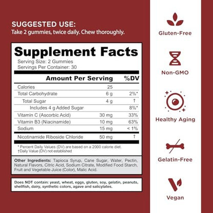 Goli World’s First Renew NAD+ 60 Gummis – Nicotinamid-Ribosid (NR) – Zelluläre Energie & Unterstützung für gesundes Altern – Vegan, Non-GMO, Gelatinefrei