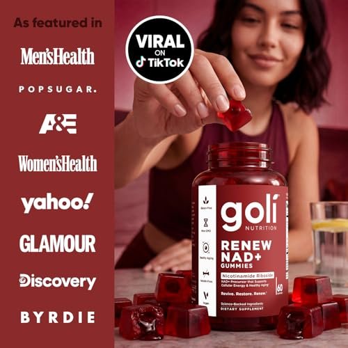 Goli World’s First Renew NAD+ 60 Gummis – Nicotinamid-Ribosid (NR) – Zelluläre Energie & Unterstützung für gesundes Altern – Vegan, Non-GMO, Gelatinefrei