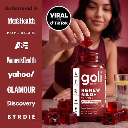 Goli World’s First Renew NAD+ 60 Gummis – Nicotinamid-Ribosid (NR) – Zelluläre Energie & Unterstützung für gesundes Altern – Vegan, Non-GMO, Gelatinefrei