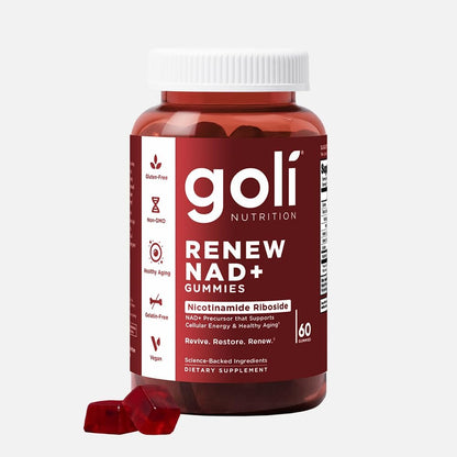 Goli World’s First Renew NAD+ 60 Gummis – Nicotinamid-Ribosid (NR) – Zelluläre Energie & Unterstützung für gesundes Altern – Vegan, Non-GMO, Gelatinefrei