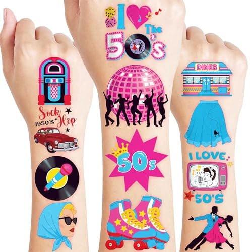 96 PCS Retro-Tattoos für Kinder – 50er Jahre Motive, temporäre Tattoos für Geburtstagsfeiern, Schulfeste und Preise