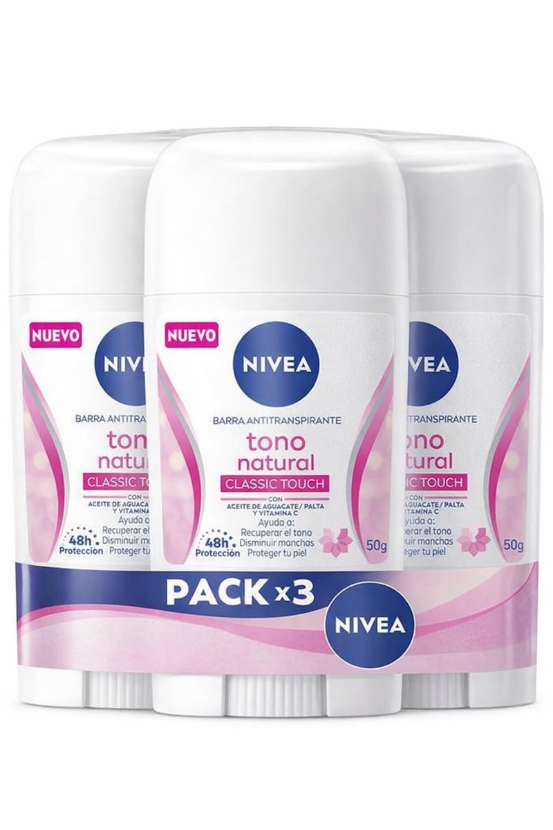 NIVEA Deo Stick Classic Touch 50g – 48h Schutz – Pack mit 3 Stück