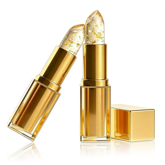 Shrandi Arelia Lipstick – Transferfester, farbwechselnder Lippenstift für Frauen, pH-ausgleichender Lipgloss, lang anhaltende Feuchtigkeit ohne Austrocknen (Gold, 2 Stück)