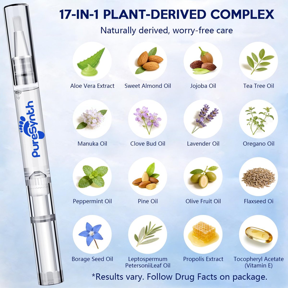 Extra Starkes Nagelpilz-Reparatur-Pen (OTC Maximalstärke), 25% Undecylensäure + Aloe & Vitamin E, für dicke gelb verfärbte Nägel, 12 ml (0,41 fl oz) Gesamt, 4er-Pack, Designed in USA