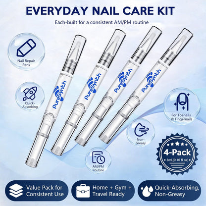 Extra Starkes Nagelpilz-Reparatur-Pen (OTC Maximalstärke), 25% Undecylensäure + Aloe & Vitamin E, für dicke gelb verfärbte Nägel, 12 ml (0,41 fl oz) Gesamt, 4er-Pack, Designed in USA