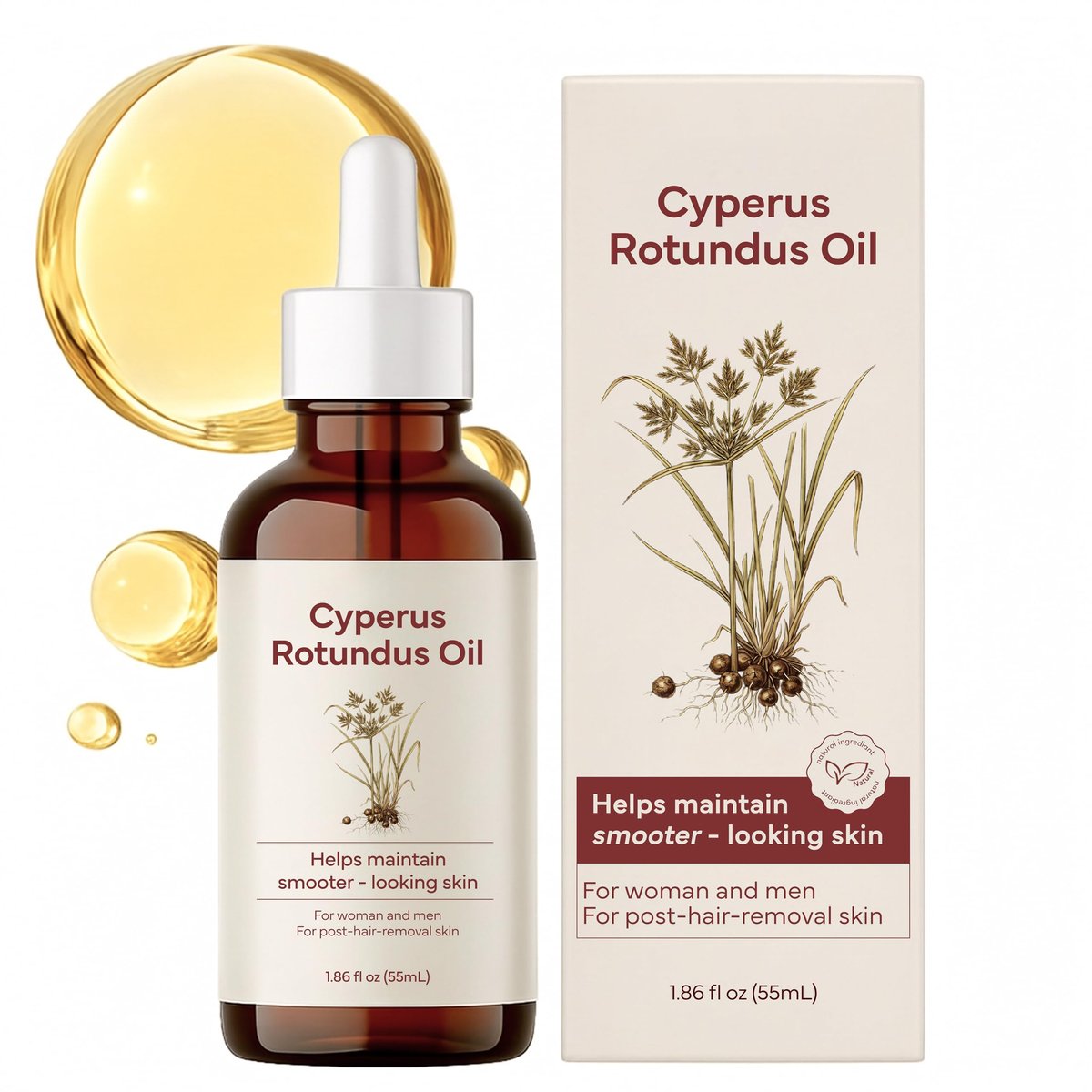 Metyou Cyperus Rotundus Öl – Haarentfernungsöl für Gesicht und Körper – Natürlicher Haarwuchshemmer zur Reduzierung unerwünschter Haare – Tägliche Pflege & Nachbehandlung (55 ml)
