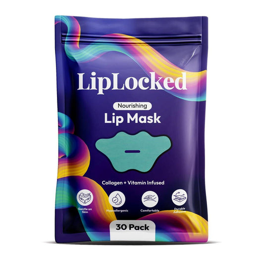 LipLocked 30er-Pack Kollagen-Lippenmasken – Pflegende Lippenmasken mit Aloe Vera, CoQ10, Vitamin B5, B7 & E – Anti-Falten & Anti-Aging Behandlung für weiche, glatte Lippen im Schlaf
