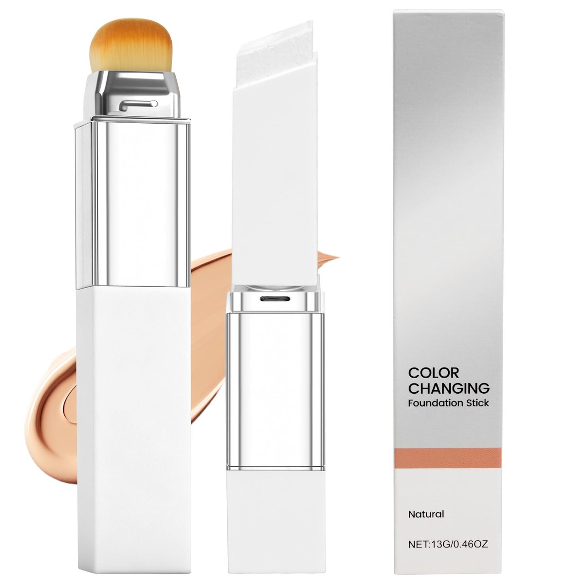 Blanc Cover Cream Stick V – Farbwechselnder Foundation-Stick mit Volufiline – Feuchtigkeitsspendende Concealer-Grundierung, doppelseitig mit integriertem Pinsel, tragbar für den täglichen Gebrauch (Natürlich)