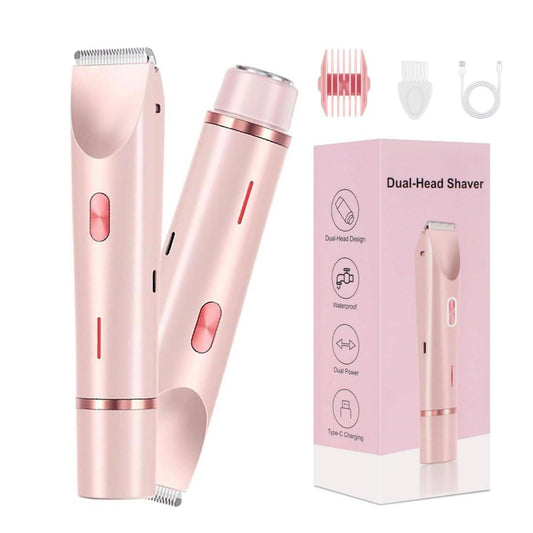 Bikini Trimmer für Frauen, 2-in-1 Dual-Head Bikini Rasierer & Körperrasierer, Kabellos & Wasserdicht, Schmerzfreie Haarentfernung mit seidigem Glanz, Pink