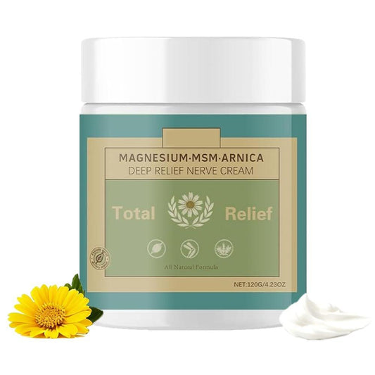 YASERDE Total Relief Magnesium Beruhigende Creme mit Arnika, MSM, Menthol | Schnell einziehend | Natürliche Gelenkpflege für Hände, Füße, Knie, Nacken & Rücken, Taille, Muskeln | 120g/4,23oz