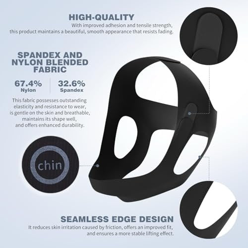 OHELEEP Anti-Schnarch-Kinnriemen für CPAP-Benutzer, verstellbarer Schnarchstopper, bequeme Anti-Schnarch-Lösung, atmungsaktiv und wiederverwendbar, Schwarz, M