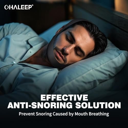 OHELEEP Anti-Schnarch-Kinnriemen für CPAP-Benutzer, verstellbarer Schnarchstopper, bequeme Anti-Schnarch-Lösung, atmungsaktiv und wiederverwendbar, Schwarz, M
