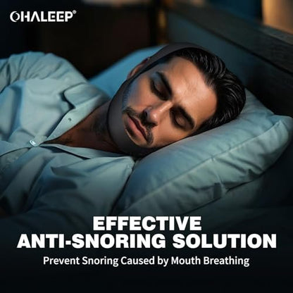 OHELEEP Anti-Schnarch-Kinnriemen für CPAP-Benutzer, verstellbarer Schnarchstopper, bequeme Anti-Schnarch-Lösung, atmungsaktiv und wiederverwendbar, Schwarz, M