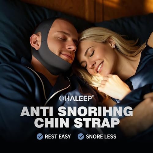 OHELEEP Anti-Schnarch-Kinnriemen für CPAP-Benutzer, verstellbarer Schnarchstopper, bequeme Anti-Schnarch-Lösung, atmungsaktiv und wiederverwendbar, Schwarz, M