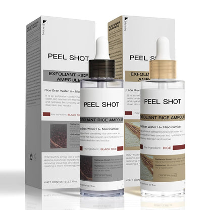 Peel Shot Glow Rice Ampoule Duo – Sanftes Peeling-Serum für strahlende Haut, 2er-Pack (Weiß & Schwarz), 5,4 Fl Oz (2 x 2,7 Fl Oz)