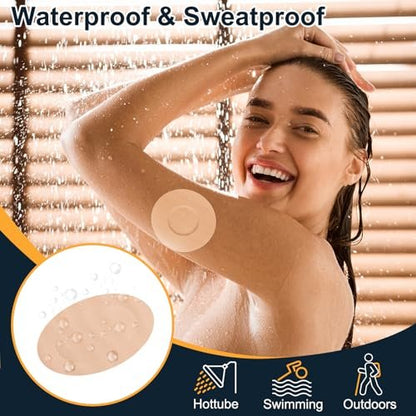 35er-Pack Libre 3 Sensor Covers Wasserfest – Libre 3 Plus CGM Haftpflaster Hautfreundlich Hypoallergen & Latexfrei Überpatch, Einhand-Abreißlasche, Beige