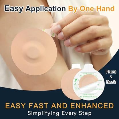 35er-Pack Libre 3 Sensor Covers Wasserfest – Libre 3 Plus CGM Haftpflaster Hautfreundlich Hypoallergen & Latexfrei Überpatch, Einhand-Abreißlasche, Beige