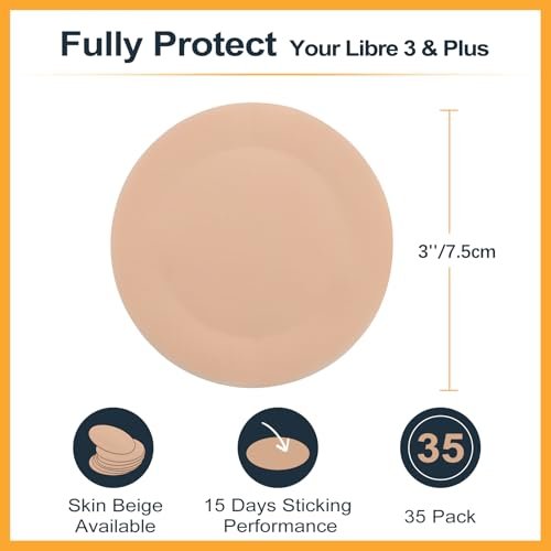 35er-Pack Libre 3 Sensor Covers Wasserfest – Libre 3 Plus CGM Haftpflaster Hautfreundlich Hypoallergen & Latexfrei Überpatch, Einhand-Abreißlasche, Beige