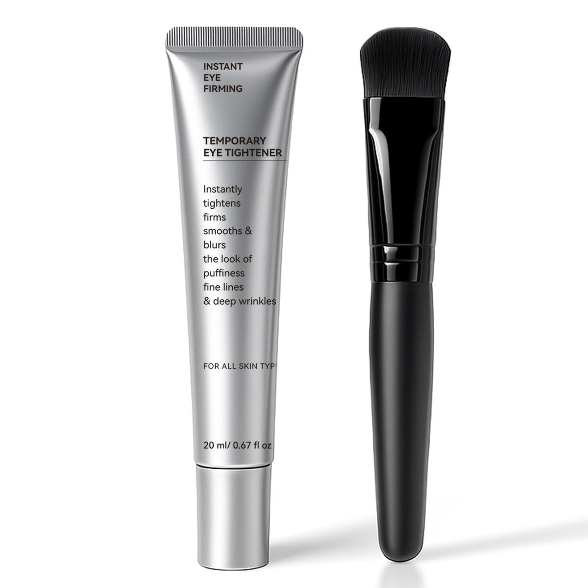 Glopink Instant Eye Tightening Cream mit Pinsel, Straffend & Liftend für Tränensäcke, Faltenglättung, Schwellungen, Dunkle Augenringe, Anti-Aging, Erfrischende Formel für alle Hauttypen, 0,67 Unzen
