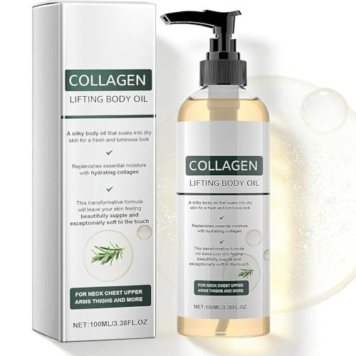 Collagen Lifting Body Oil – Fortschrittliches feuchtigkeitsspendendes Collagen-Öl für Körper und nach dem Duschen, Anti-Aging-Feuchtigkeitsöl für Frauen und Männer, hilft, das Erscheinungsbild von Krepphaut und Falten zu mildern