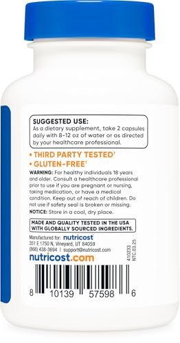Nutricost Liposomales Vitamin C (1.500 mg) 60 Kapseln - Hochdosiert, Vegan, Glutenfrei, 30 Portionen