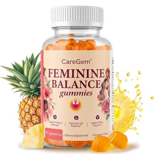 CareGem Feminine Balance Gummies – pH-Balance für Frauen & vaginale Gesundheit – Ananas-Probiotika mit Bacillus Coagulans – Geruchskontrolle & Flora-Unterstützung – 60 Gummis