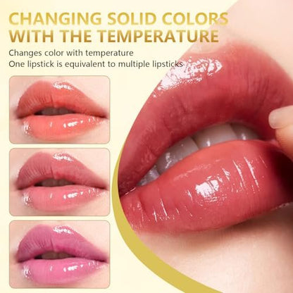 jioijioi 2 Stück True Tone pH-einstellender Lippenstift, Klarer Lippenstift, der die Farbe wechselt, pH-Lippenstift farbwechselnd lang anhaltend, farbwechselnde Lippenstifte für Frauen, lang anhaltend feuchtigkeitsspendender Lip Glow