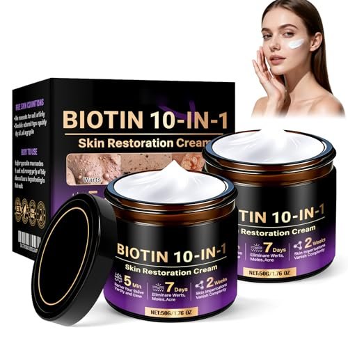 2er-Pack Biotin 10-in-1 Hautrestaurierungscreme – 2026 Neue professionelle Hautpflegecreme gegen Falten und zur Reparatur, Feuchtigkeitscreme, natürliches Inhaltsstoffserum für alle Hauttypen