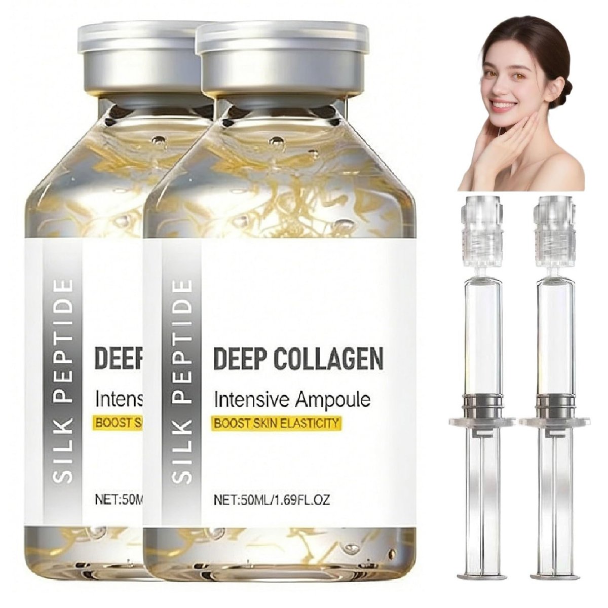 2er-Pack Seidenpeptid Intensiv-Lifting-Ampulle – Tiefenwirksames Kollagen-Seidenpeptid-Ampullen-Serum für straffere, glattere und hydratisierte Haut – Anti-Aging-Gesichtspflege