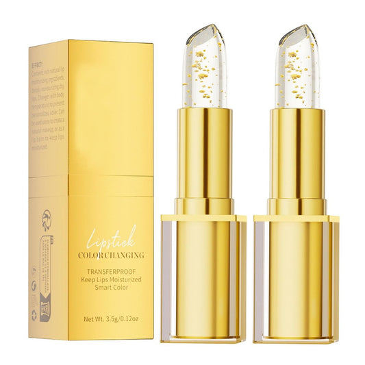huatinent 2er-Pack True Tone pH-anpassender Lippenstift – Farbwechselnder Goldfolien-Lippenstift, lang anhaltend & feuchtigkeitsspendend