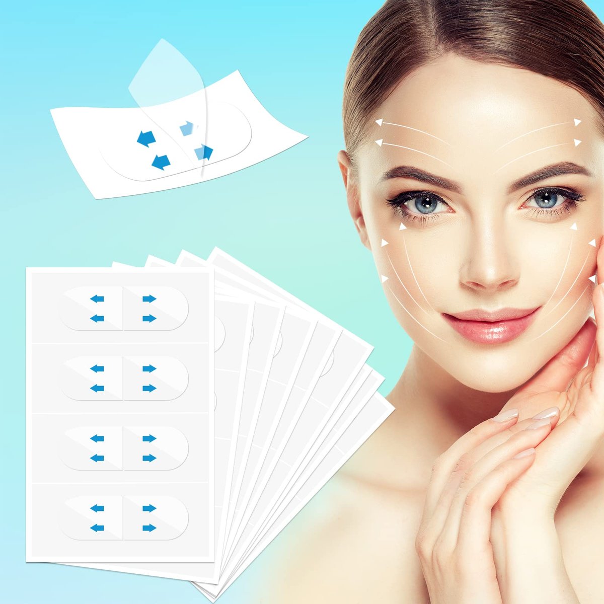 Netlkjonk 156-teiliges Instant Neck/Face Tape Lifting – Unsichtbares Face Lift Tape für Make-up, Gesichtsstraffung für Frauen gegen Kinnfältchen, Tränensäcke, Doppelkinn und schlaffe Haut