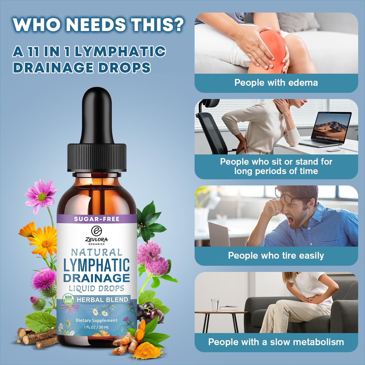 Lymphatische Drainage Unterstützungstropfen – Fortschrittliche 11-in-1 Kräuterextrakt-Formel mit Echinacea, Löwenzahn, Holunderbeere & Mariendistel – Flüssigkeit für Flüssigkeitshaushalt & gesunde Durchblutung – 30 ml