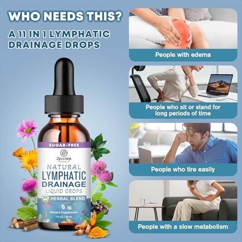 Lymphatische Drainage Unterstützungstropfen – Fortschrittliche 11-in-1 Kräuterextrakt-Formel mit Echinacea, Löwenzahn, Holunderbeere & Mariendistel – Flüssigkeit für Flüssigkeitshaushalt & gesunde Durchblutung – 30 ml