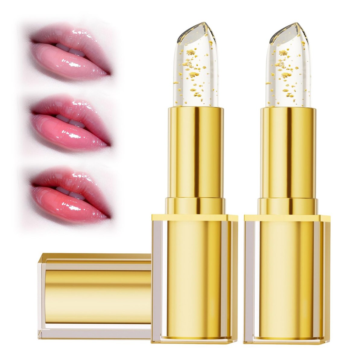2er-Pack True Tone pH-einstellender Lippenstift für Frauen – Transferfester, farbwechselnder, klarer Lipgloss, lang anhaltend, feuchtigkeitsspendend, getönter Lippenbalsam, nicht klebrig