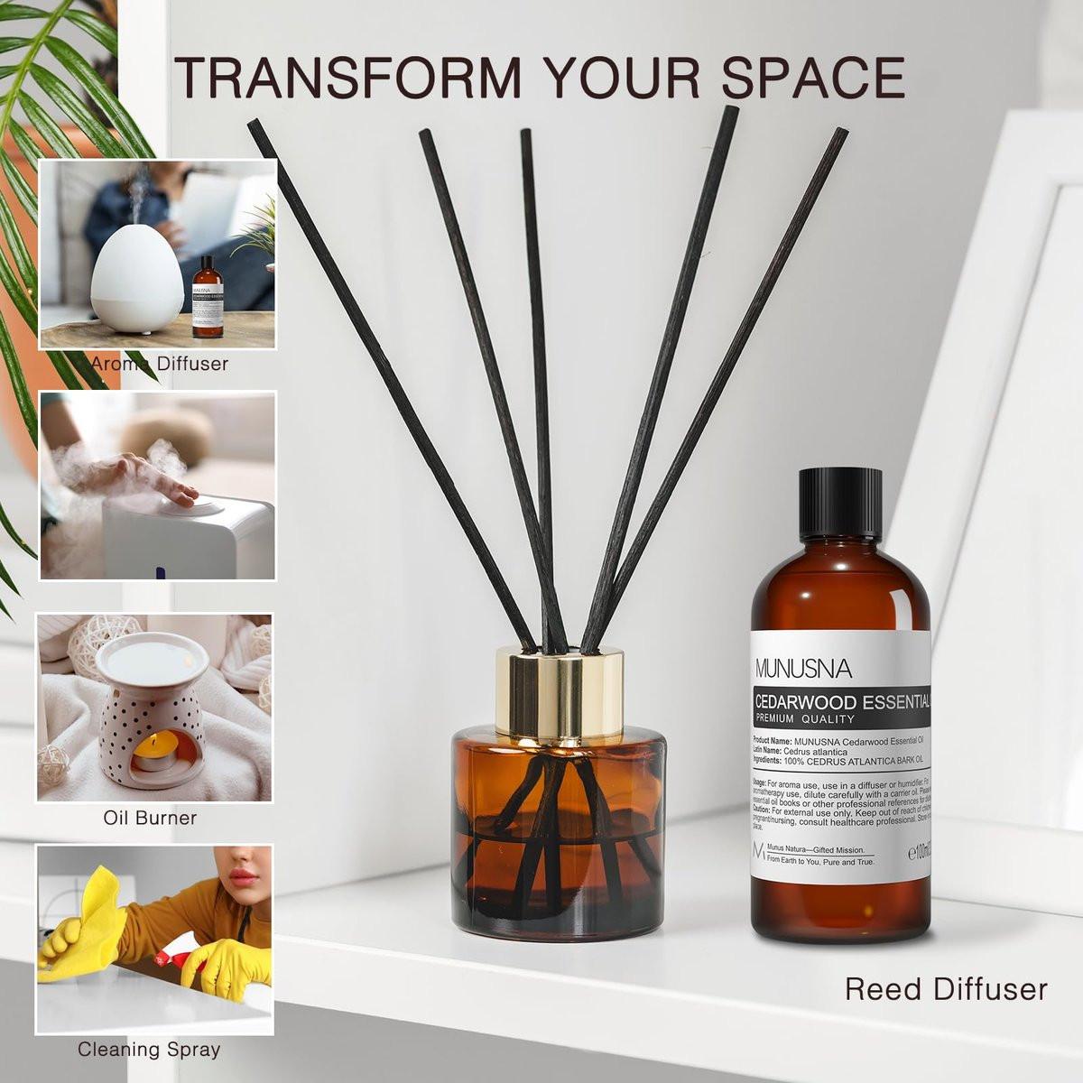 MUNUSNA Zedernholz Ätherisches Öl 100 ml – 100% reines natürliches Zedernholzöl, Premium-Klasse Aromatherapieöl für Haare, Hautpflege, Diffuser, Massage, Spray, Zuhause, DIY Kerzen- und Seifenherstellung