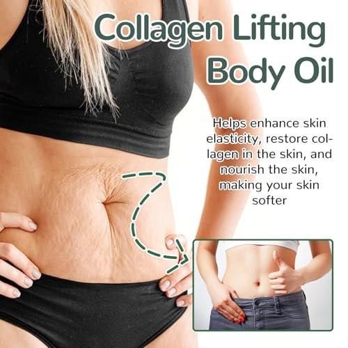 Collagen Lifting Body Oil – Feuchtigkeitsspendendes Anti-Aging Körperöl mit Kollagen für Frauen und Männer, mildert Crepe-Haut und Falten, 3,8 Fl Oz