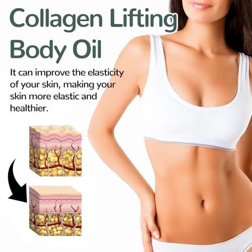 Collagen Lifting Body Oil – Feuchtigkeitsspendendes Anti-Aging Körperöl mit Kollagen für Frauen und Männer, mildert Crepe-Haut und Falten, 3,8 Fl Oz