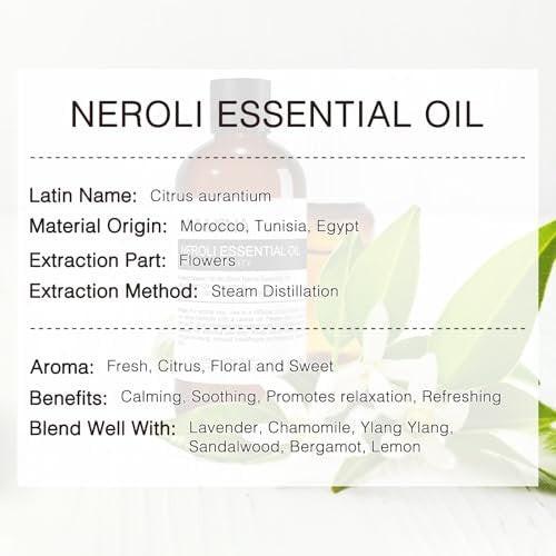 MUNUSNA Neroli Öl 100 ml – 100% reines Neroliöl für Aromatherapie, Diffuser, Hautpflege, Haarpflege, Massage, Yoga, Zuhause, Seifen- und Kerzenherstellung