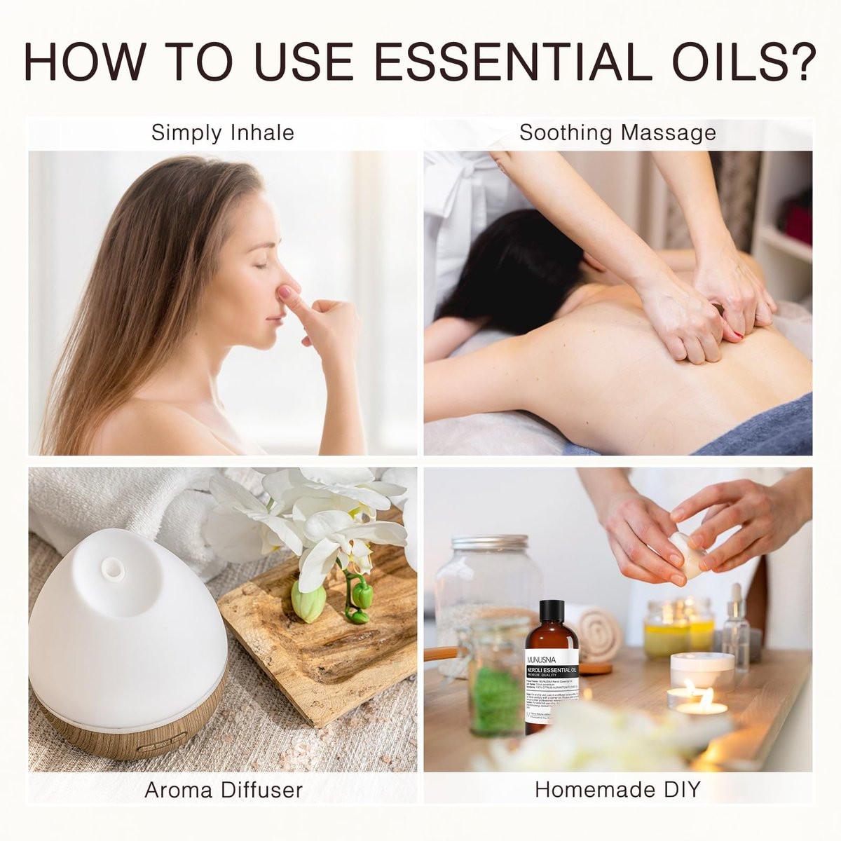 MUNUSNA Neroli Öl 100 ml – 100% reines Neroliöl für Aromatherapie, Diffuser, Hautpflege, Haarpflege, Massage, Yoga, Zuhause, Seifen- und Kerzenherstellung