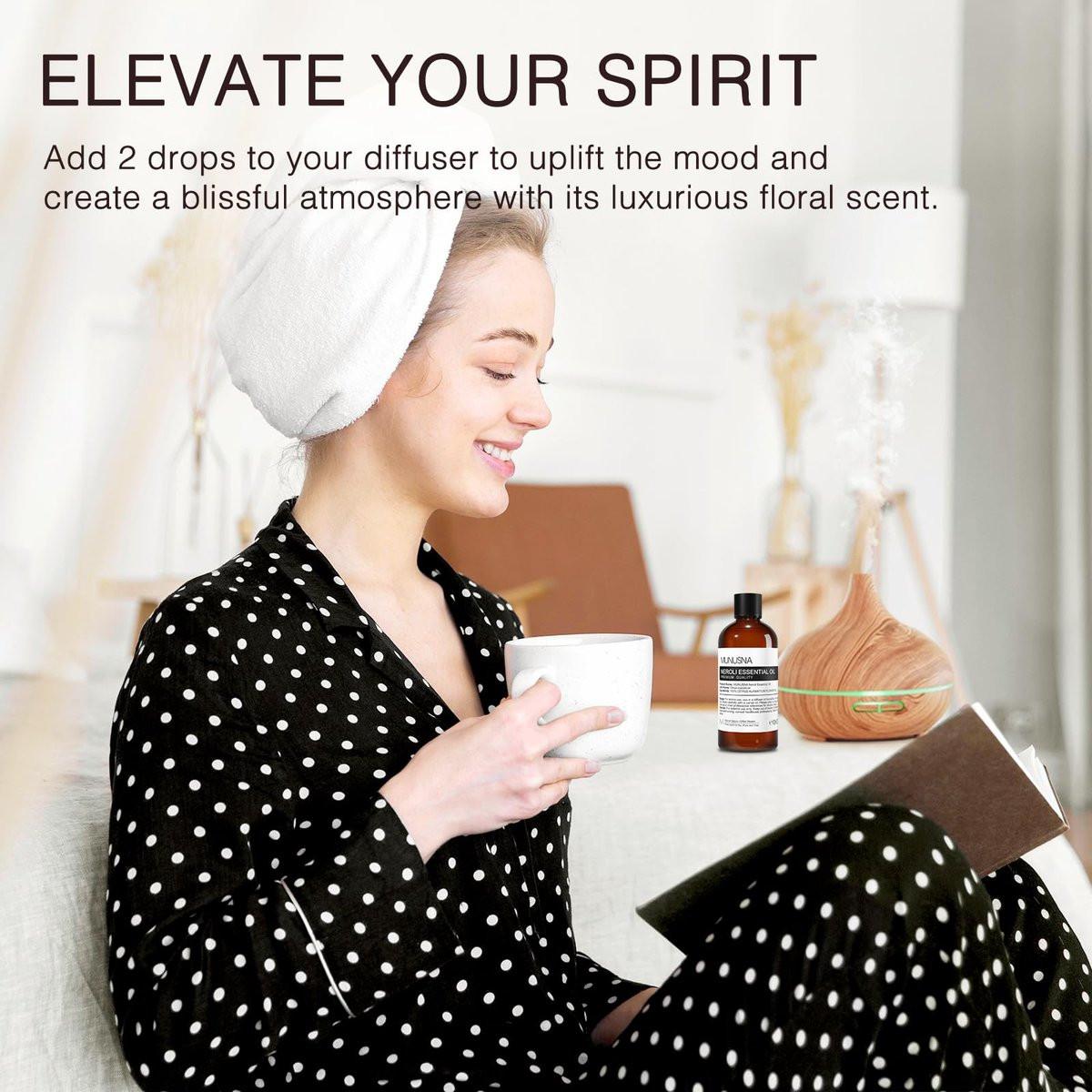 MUNUSNA Neroli Öl 100 ml – 100% reines Neroliöl für Aromatherapie, Diffuser, Hautpflege, Haarpflege, Massage, Yoga, Zuhause, Seifen- und Kerzenherstellung