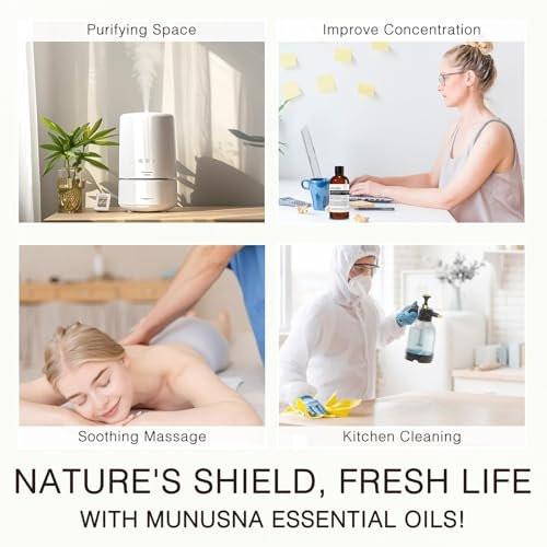 MUNUSNA Zitronen-Eukalyptus ätherisches Öl 100 ml, 100% reines Zitronen-Eukalyptusöl Aromatherapieöl für Diffuser, Hautpflege, Massage, Yoga, Zuhause, Seifen- und Kerzenherstellung