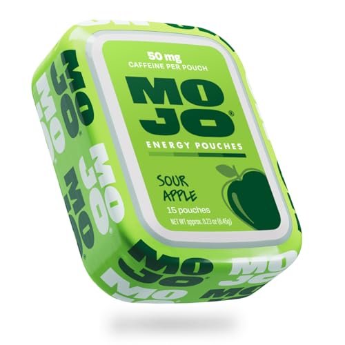 MOJO Energiebeutel Sour Apple Geschmack, 50 mg pro Koffeinbeutel, 15 Beutel, Einzelpackung